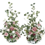 Product: Ling's Moment 41" Tall Free Standing Artificial Flowers Arrangements 2 pcs Wedding Arch Altar Stage Decorations Dusty Rose & Cream for Ceremony Reception Church Backdrop Outdoor Aisle Floral Party