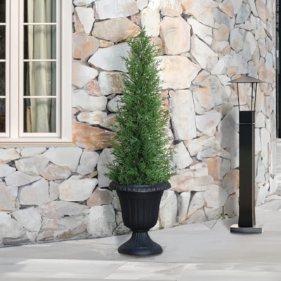 Product: 4FT OAKRED Artificial Cedar Topiary Tree - UV-Protected Norfolk Pine for Year-Round Outdoor & Indoor Decor