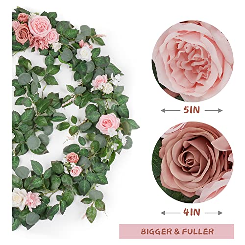 Silky Flower Store Eucalyptus Garland with Flowers Blush Pink Artificial Garland Decor, 9FT 2 2 Product: OnlyBloom 9FT Eucalyptus Garland with Flowers, Artificial Flowers Garland Table Runner Decor Arch Backdrop Head Table Decorations for Wedding Sweetheart Table Centerpieces(Blush Pink)