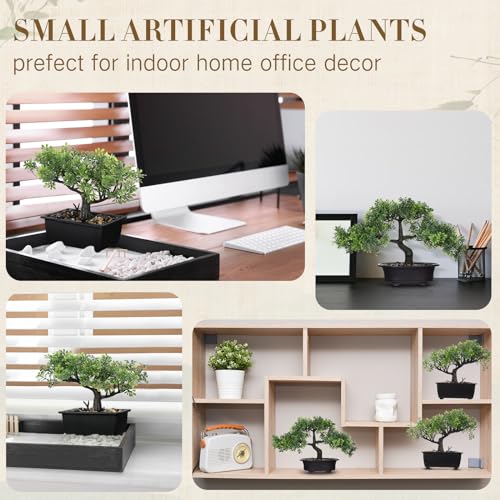 Product: Jexine 4 Pack Artificial Bonsai Tree, Indoor Small Fake Plants in Pots for Home Table Office Desk Bathroom Shelf Bookshelf Bedroom Living Room Farmhouse Decorations