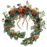Product: Ling's Moment 9FT Flower Garland for Backdrop Decoration - Fall Wedding Arch Flowers, Eucalyptus & Rose, Artificial Floral Garland for Mantle - Sweetheart Table Decor for Ceremony, Teal & Orange