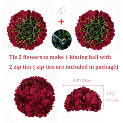 Product: BLOSMON Hydrangea Artificial Flowers Ball Centerpieces 10 Pcs Burgundy Fake Flowers Silk Hydrangea Flower Balls Faux Hydrangeas Floral Arrangements Bouquet for Wedding Home Room Table Decoration