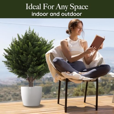 Product: AUMMOOH 15.7 inch Height Set of Two Artificial Cypress Topiary – Breathe Life & Lushness into Any Space – Lifelike – UV-Resistant Great for Indoors & Outdoor - Easy to Install – Fade-Proof