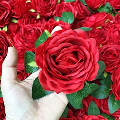 Product: Olivachel 72pcs Rose in Bulk Artificial Rose Heads with Stems & Leaves Silk Flowers for Home Wedding Decor Flower Storefront Restaurant Wall Decor (Red - 72Pcs)