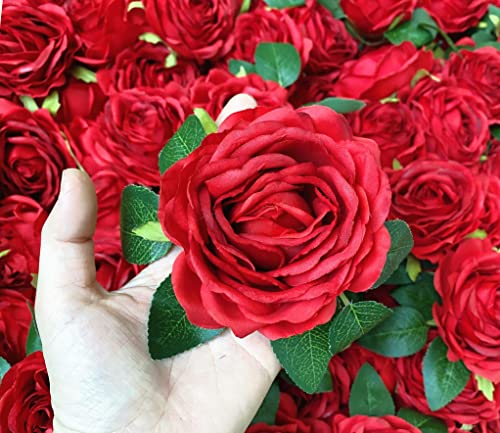 Product: Olivachel 72pcs Rose in Bulk Artificial Rose Heads with Stems & Leaves Silk Flowers for Home Wedding Decor Flower Storefront Restaurant Wall Decor (Red - 72Pcs)