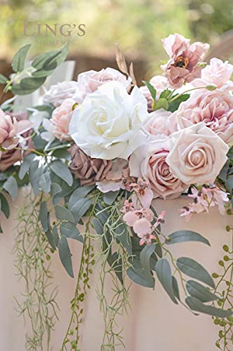 Silky Flower Store Spring Flower Garland, Wedding Arch Eucalyptus Rose Dusty Rose, 9FT 2 2 Product: Ling's Moment 9FT Spring Flower Garland for Backdrop Decorations - Wedding Arch Flowers, Eucalyptus & Rose, Artificial Floral Garland for Mantle - Sweetheart Table Decor for Reception, Dusty Rose