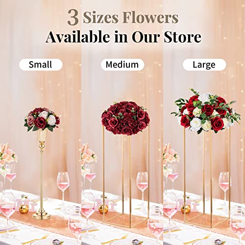 Product: Nuptio Artificial Flower Centrepieces for Tables - 6 Pcs Burgundy & Dusty Rose & Creamy White Fake Flowers Roses Balls 9.5in Diam - Silk Faux Rose Arrangement for Wedding Party Centerpiece Table Decor