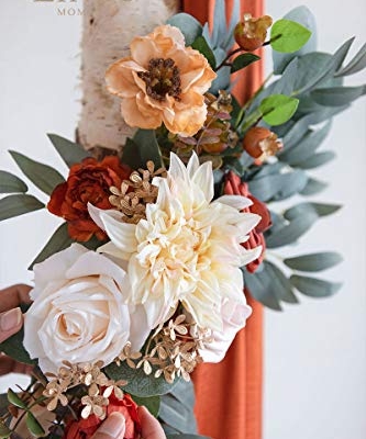 Silky Flower Store Fall Wedding Arch Flowers Kit, Hanging Floral Backdrop, Terracotta Orange Drapes, Faux Rose Ceremony Decor, 4 Pack, 2pcs 32.5cm 9 9 Product: Ling's Moment Fall Hanging Wedding Arch Flowers Kit (Pack of 4) 2pcs Arbor Artificial Flower Arrangement, 2 Drapes, Ceremony Rose Backdrop, Brunt Orange Terracotta Floral Party Autumn Outdoor Decor