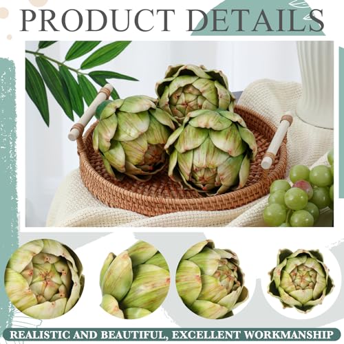 Silky Flower Store Artificial Artichokes Green Faux Vegetables Kitchen Wedding Bowl Vase Decor, 12 Pcs Large, 20.5cm 2 2 Product: Timgle 12 Pcs Green Artificial Artichokes Fake Vegetables and Fruits for Summer Kitchen Wedding Bowl and Vase Decorations (Large)