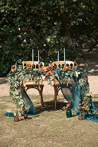 Silky Flower Store Artificial Eucalyptus Rose Flower Garland, Fall Wedding Arch Backdrop Decor, Sweetheart Table Mantel Garland, Teal Orange 9FT 3 3 Product: Ling's Moment 9FT Flower Garland for Backdrop Decoration - Fall Wedding Arch Flowers, Eucalyptus & Rose, Artificial Floral Garland for Mantle - Sweetheart Table Decor for Ceremony, Teal & Orange