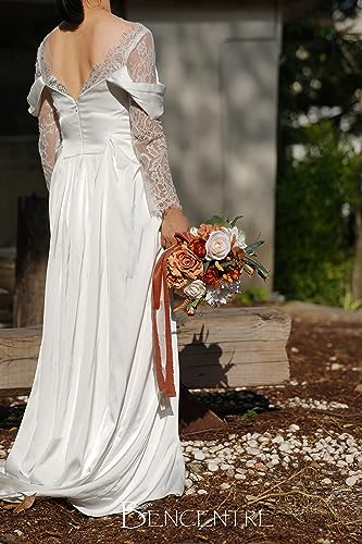 Silky Flower Store Burnt Orange Bridal Bouquet Artificial Flowers, Fall Wedding Bouquet, BENCENTRE, 10 Inch 3 3 Product: BENCENTRE 10 Inch Burnt Orange Bridal Bouquet,Fall Wedding Bouquet,Bride Bouquets for Wedding Ceremony Anniversary, Party and French Rustic Vintage Wedding,Artificial Flowers