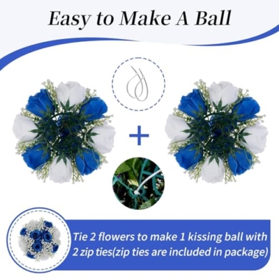 Silky Flower Store Artificial Rose Ball Centerpieces Royal Blue Baby’s Breath, Wedding Table Decor, Faux Silk Floral Arrangements, 10 Pcs, 20cm 11 11 Product: BLOSMON Fake Flowers Ball Wedding Centerpieces 10 Pcs Royal Blue Rose Babys Breath Artificial Flowers Center Pieces Decoration for Table Faux Silk Floral Bouquet Arrangements for Home Party DIY Decor