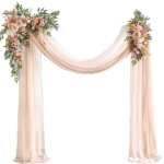 Product: Serra Flora Wedding Arch Flowers with Drapes Kit (Pack of 4) 2pcs Artificial Floral Swag Arrangement with 2pcs Draping Fabric for Ceremony Reception Arbor Backdrop Decorations