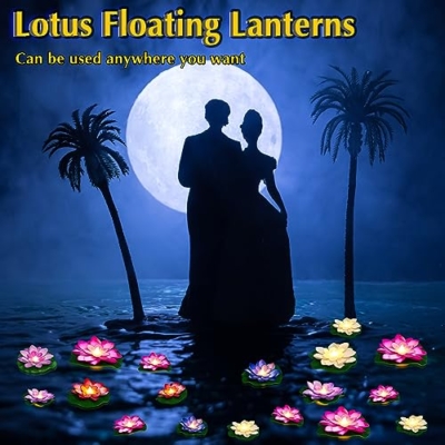 Product: Liliful 36 Pcs Floating Lights Lotus Lifelike Artificial Floating Flowers for Pool with LED Lights Battery Operated Lily Pads Water Lanterns(3.94, 5.91 Inch,Rich Color)