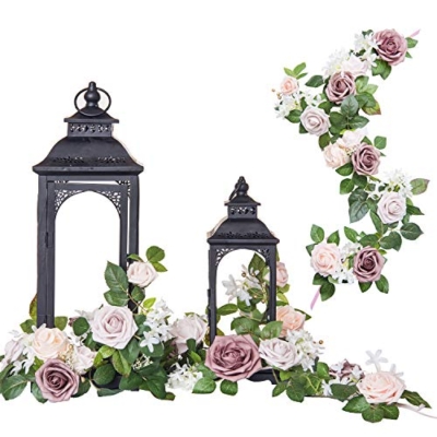 Product: Ling's Moment 6Pack 2ft Artificial Flowers Garland Dusty Rose & Pink Lantern Flower Centerpieces Wedding Aisle Decor Chair Flowers Arch Floral for Signs DIY Table Wall Window Cake Decoration