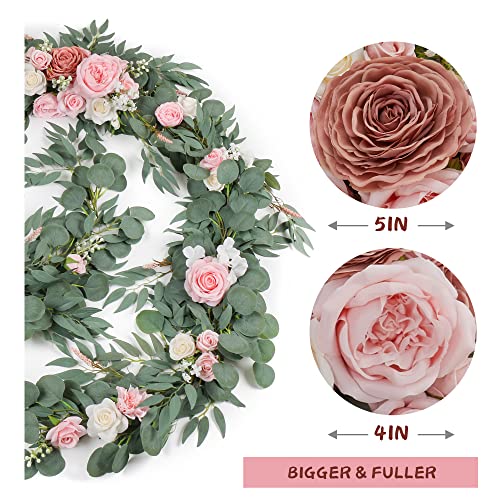 Silky Flower Store Artificial Eucalyptus Garland with Flowers, Burgundy Blush Wedding Decor, 9FT 2 2 Product: OnlyBloom 9FT Eucalyptus Garland with Flowers, Artificial Flowers Garland Table Runner Decor Arch Backdrop Head Table Decorations for Wedding Sweetheart Table Centerpieces(Burgundy & Blush)