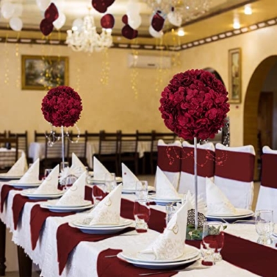 Product: BLOSMON Hydrangea Artificial Flowers Ball Centerpieces 10 Pcs Burgundy Fake Flowers Silk Hydrangea Flower Balls Faux Hydrangeas Floral Arrangements Bouquet for Wedding Home Room Table Decoration