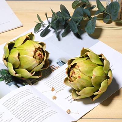 Silky Flower Store Artificial Artichoke Decor, Large Green Faux Vegetables Home Decor, Realistic Faux Plant Accent 9pcs 13 13 Product: Large Green Artificial Artichoke Vegetables Fake Artichoke for Home Decor (Green(9pcs))