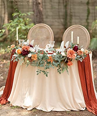 Silky Flower Store Terracotta Artificial Flower Garland, Burnt Orange Wedding Arch Greenery, Faux Floral Swags Centerpieces, 27.5in x 14in 7 7 Product: Ling's Moment 2Pcs Terracotta Artificial Flower Garland Floral Swags Centerpieces Burnt Orange Wedding Arch Flower Greenery Arrangements for Sweetheart Table Wall Window Home Garden Outdoor Decor