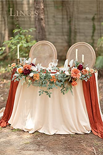 Silky Flower Store Terracotta Artificial Flower Garland, Burnt Orange Wedding Arch Greenery, Faux Floral Swags Centerpieces, 27.5in x 14in 2 2 Product: Ling's Moment 2Pcs Terracotta Artificial Flower Garland Floral Swags Centerpieces Burnt Orange Wedding Arch Flower Greenery Arrangements for Sweetheart Table Wall Window Home Garden Outdoor Decor
