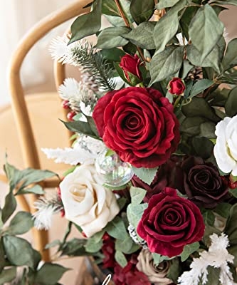 Silky Flower Store Fall Artificial Flower Arrangements, Red Sparkle Arch Decorations, Wedding Ceremony Aisle Decor, 22in Tall 6 6 Product: Ling's Moment 22" Tall Fall Free Standing Artificial Flowers Arrangements 2pcs Wedding Aisle Runner Chair Decorations Christmas Red Sparkle Arch Entryway Ceremony Reception Church Rose Floral Party