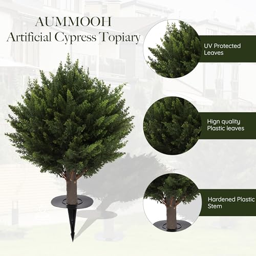 Product: AUMMOOH 15.7 inch Height Set of Two Artificial Cypress Topiary – Breathe Life & Lushness into Any Space – Lifelike – UV-Resistant Great for Indoors & Outdoor - Easy to Install – Fade-Proof