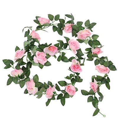 Silky Flower Store Artificial Rose Vine Garland, White Pink Silk Cherry Blossom Ivy Decor, 240cm 10 10 Product: TheStriven 2pcs Artificial Rose Vine with Green Leaves Artificial Sakura Cherry Blossom Ivy Garland Leaf Garland Flowers for Home Yard Fence Wedding Decor (White)