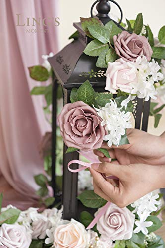 Product: Ling's Moment 6Pack 2ft Artificial Flowers Garland Dusty Rose & Pink Lantern Flower Centerpieces Wedding Aisle Decor Chair Flowers Arch Floral for Signs DIY Table Wall Window Cake Decoration