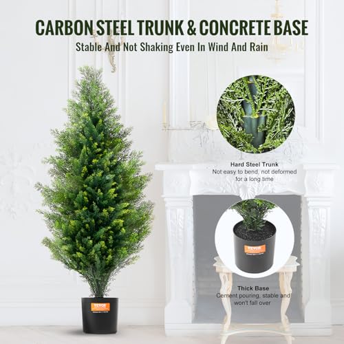 Silky Flower Store Artificial Cedar Topiary Tree, UV Rated Faux Evergreen Home Decor, Indoor Outdoor, 36 in, 2 Pieces 4 4 Product: VEVOR Artificial Cedar Topiary Tree, 36 inch Tall (2 Pieces), with Extra Leaves & Pot Faux Evergreen Fake Pine Cypress Trees Plant, UV Rated Artificial Greenery Set for Home Decor Indoor/Outdoor