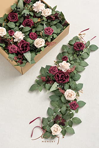 Silky Flower Store Artificial Flower Garland Marsala Blush, 6 Pack 2ft Faux Floral Wreaths, 12ft Joinable Centerpieces, 2ft 3 3 Product: Ling's Moment 6Pack 2ft Artificial Flowers Garland Marsala & Blush Lantern Flower Centerpieces Burgundy Wedding Aisle Decor Chair Flowers Arch Floral for Signs DIY Table Wall Window Cake Decoration
