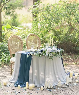 Silky Flower Store Dusty Blue Artificial Flower Garland, Faux Floral Swags Centerpieces Wedding Arch Decor, 27.5in L x 14in W 8 8 Product: Ling's Moment 2PCS Dusty Blue Artificial Flower Garland Floral Swags Centerpieces Wedding Arch Flower Greenery Arrangements for Sweetheart Table Wall Window Home Garden Outdoor Decor Navy