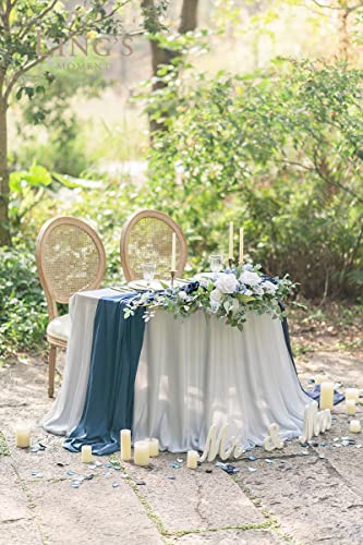 Silky Flower Store Dusty Blue Artificial Flower Garland, Faux Floral Swags Centerpieces Wedding Arch Decor, 27.5in L x 14in W 3 3 Product: Ling's Moment 2PCS Dusty Blue Artificial Flower Garland Floral Swags Centerpieces Wedding Arch Flower Greenery Arrangements for Sweetheart Table Wall Window Home Garden Outdoor Decor Navy