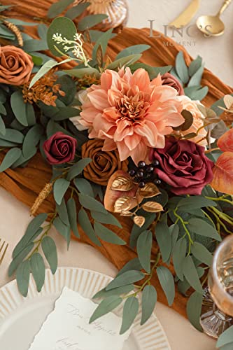 Silky Flower Store Terracotta Flower Garland, Eucalyptus Rose Faux Garland, 6FT, Waterproof Wedding Table Decor 6ft 3 3 Product: Ling's Moment Terracotta Flower Garland - 6FT Eucalyptus & Rose - Sweetheart Table Decor for Wedding Reception, Fall Artificial Floral Garland for Mantle, Christmas Decoration, Burnt Orange