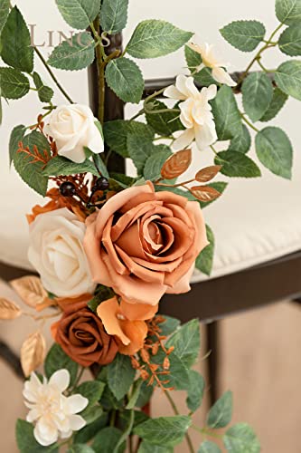 Silky Flower Store Fall Wedding Chair Decorations, Aisle Pew Swag Artificial Flowers, Sunset Terracotta Orange Rose Greenery, 8 Pack 32.5cm 3 3 Product: Ling's Moment 8 Fall Wedding Chair Decorations Aisle Pew Church Artificial Flowers Greenery Swag Sunset Terracotta Orange Bench Ceremony Reception Floral Rose Arrangements Party Outdoor Decorations