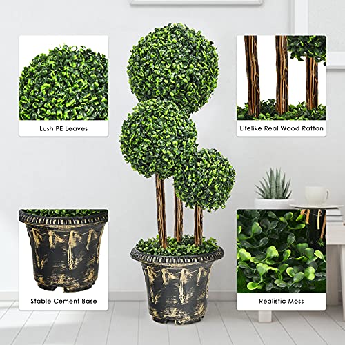 Silky Flower Store Artificial Boxwood Topiary Tree, Triple Ball Faux Greenery, Cement Filled Pot, Indoor Outdoor 3 Ft 5 5 Product: Goplus 3 Ft Artificial Boxwood Topiary Tree, Fake Greenery Plants Triple Ball Tree, Leaves & Cement-Filled Plastic Flower Pot Decorative Trees for Home, Office, Indoor and Outdoor Use