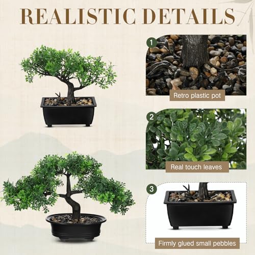 Product: Jexine 4 Pack Artificial Bonsai Tree, Indoor Small Fake Plants in Pots for Home Table Office Desk Bathroom Shelf Bookshelf Bedroom Living Room Farmhouse Decorations