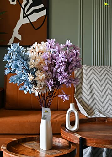 Silky Flower Store Artificial Magnolia Kobus Flower Bunch, Off White Blue Purple, Faux Floral Arrangement, 3 Bunch Set, 20.5cm 1 1 Product: Blooming Floret Artificial Magnolia Kobus Natural Looking Flower Bunch for Home and Office Décor/Gift (Off White + Blue + Purple), Artificial Flora