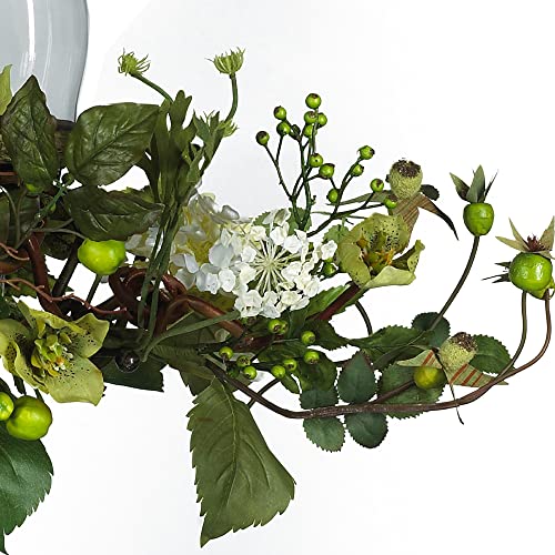 Silky Flower Store Artificial Hydrangea Triple Candleabrum Centerpiece, Cream, Glass Votive Holders, 29 x 10.25 x 10.25 in 2 2 Product: Nearly Natural 4634-CR Hydrangea Triple Candleabrum Centerpiece, Cream 29" x 10.25" x 10.25"