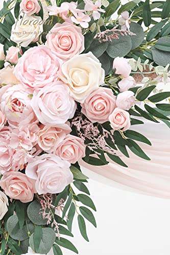 Product: Floroom Arch Flowers with Drapes Kit (Pack of 4) - 2pcs Artificial Blush Pink Floral Swag Arrangement with 2pcs Draping Fabric for Wedding Ceremony Arbor and Reception Backdrop Decoration
