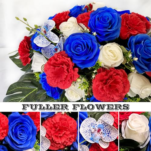 Silky Flower Store Artificial Cemetery Flowers Headstone Flower Saddle, Memorial Grave Decorations Vibrant Roses Carnation, 35 Flowers 2 Butterflies, 32.5cm 5 5 Product: Saxili Artificial Cemetery Flowers - Headstone Flower Saddle -Memorial Day Flower for Grave Decorations - Realistic Vibrant Roses Carnation