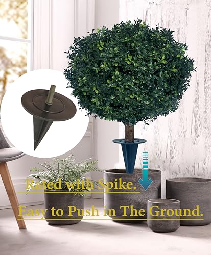 Product: kyesyes Artificial Boxwood Ball Bush 27" Tree UV Resistance Rated with Spike. Easy to Push in The Ground.Plant Looks Great in a Planter Anywhere. Indoor/Outdoor Decor 2 Pack
