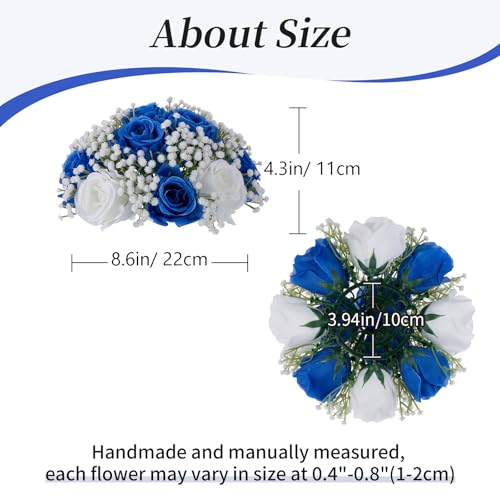 Silky Flower Store Artificial Rose Ball Centerpieces Royal Blue Baby’s Breath, Wedding Table Decor, Faux Silk Floral Arrangements, 10 Pcs, 20cm 1 1 Product: BLOSMON Fake Flowers Ball Wedding Centerpieces 10 Pcs Royal Blue Rose Babys Breath Artificial Flowers Center Pieces Decoration for Table Faux Silk Floral Bouquet Arrangements for Home Party DIY Decor