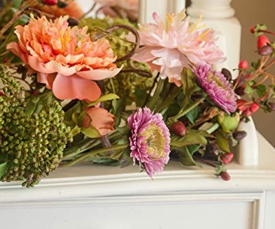 Silky Flower Store Mixed Mini Peony Silk Flower Centerpiece, Artificial Floral Arrangement, Rustic Twig Base, 34W x 10D x 6.5H 10 10 Product: Nearly Natural 4665 Mixed Mini Peony Centerpiece Silk Flower Arrangement,10"D x 34"W x 6.5"H