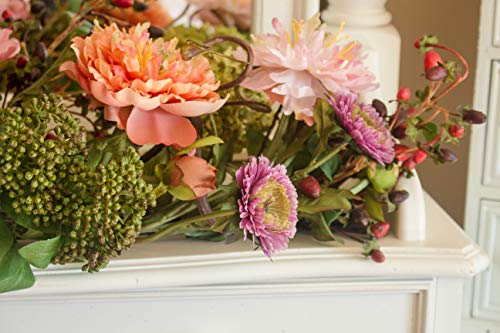 Silky Flower Store Mixed Mini Peony Silk Flower Centerpiece, Artificial Floral Arrangement, Rustic Twig Base, 34W x 10D x 6.5H 3 3 Product: Nearly Natural 4665 Mixed Mini Peony Centerpiece Silk Flower Arrangement,10"D x 34"W x 6.5"H