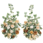 Product: Ling’s Moment 41.0"Tall Free-standing Wedding Aisle Artificial Flowers for Ceremony Decor, 2PCS Apricot & Peach Walkway Fake Floral Chair Markers, Faux Rose Altar Arch Arrangement decorations Outdoor