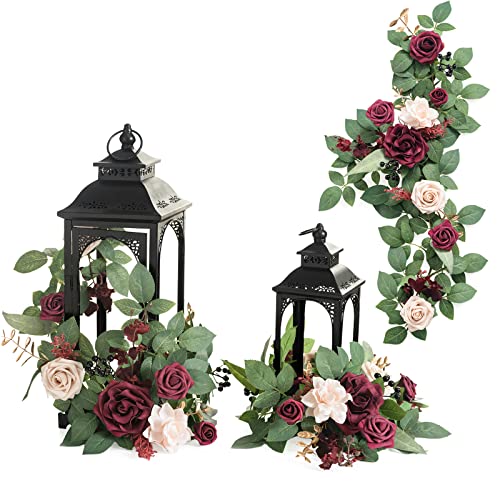 Ling's Moment 6Pack 2ft Artificial Flowers Garland Marsala & Blush Lantern Flower Centerpieces Burgundy Wedding Aisle Decor Chair Flowers Arch Floral for Signs DIY Table Wall Window Cake Decoration - Artificial Roses Product: Ling's Moment 6Pack 2ft Artificial Flowers Garland Marsala & Blush Lantern Flower Centerpieces Burgundy Wedding Aisle Decor Chair Flowers Arch Floral for Signs DIY Table Wall Window Cake Decoration