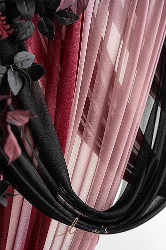 Silky Flower Store Wedding Arch Flowers Kit Black Burgundy Sheer Drapes, 5 Piece Faux Floral Backdrop Set, Reusable Event Decor, 32.5cm 3 3 Product: Ling's Moment Wedding Arch Flowers with Sheer Drapes Kit - Artificial Black and Burgundy Floral Arrangements for Ceremony Backdrop, Arbor Decor, 5-Piece Set (2 Flower Stems + 3 Hanging Drapes)