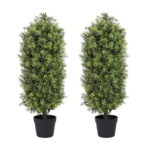 Product: Aoutyers 3ft Artificial Boxwood Topiary Trees Set of 2 - UV Resistant Faux Plants for Outdoor/Indoor, Fake Bushes and Shrubs for Front Porch, Planter, Patio - No Maintenance Curb Appeal Plants