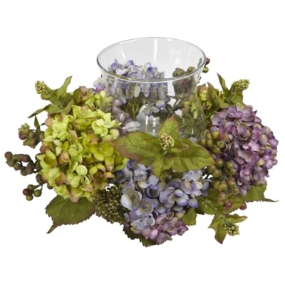 Silky Flower Store Nearly Natural Mixed Hydrangea Candelabrum Silk Arrangement, Faux Floral Centerpiece, 5.75w x 7h 5 5 Product: Nearly Natural, Mixed 4758 Hydrangea Candelabrum Silk Arrangement