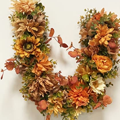 Product: MARTHA&IVAN Eucalyptus Garland Greenery Artificial Eucalyptus Garland Mantle Decor Wedding Decoration(Red Fall+Flowers)